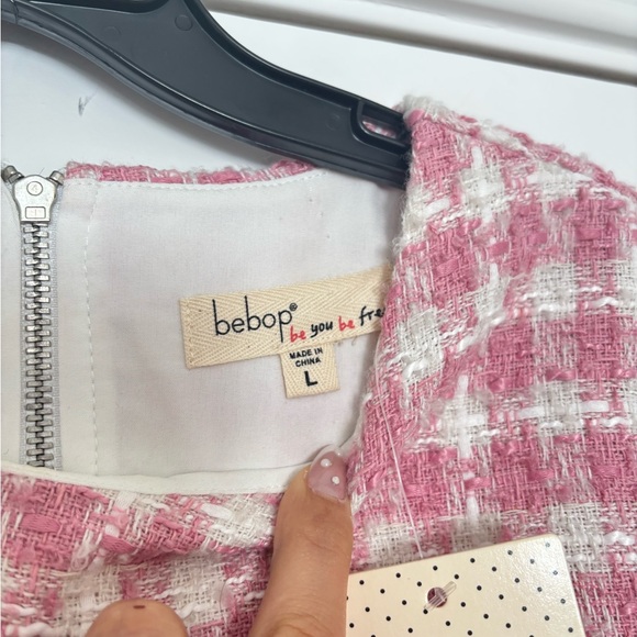 BeBop Pink and White Tweed Mini Dress - Picture 6 of 9